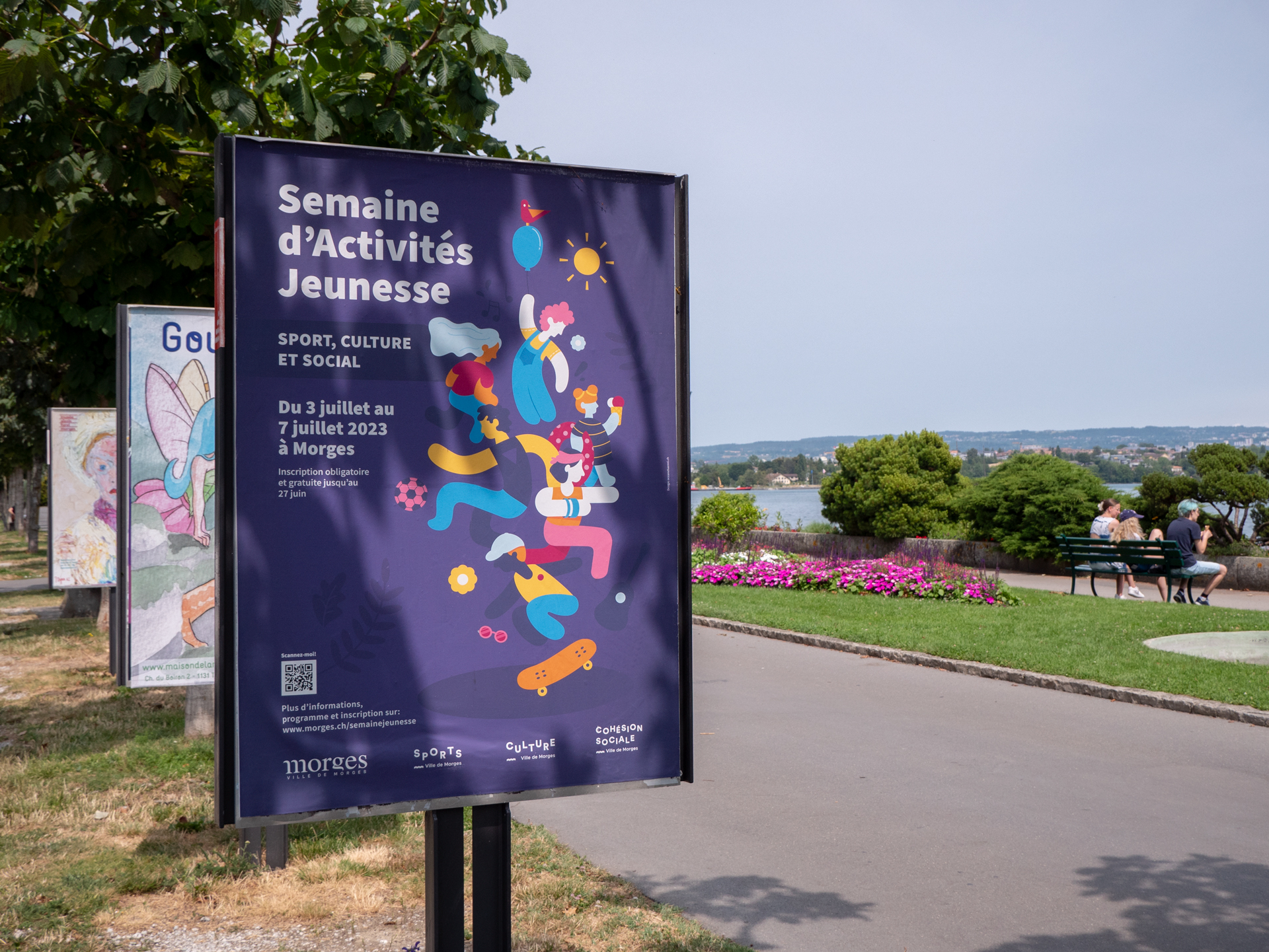 Affiche en ville pour la Semaine d'Activité Jeunesse pour l'Office des Sports de la ville de Morges